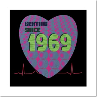 1969 - heart beating since with musical notes overlay Posters and Art